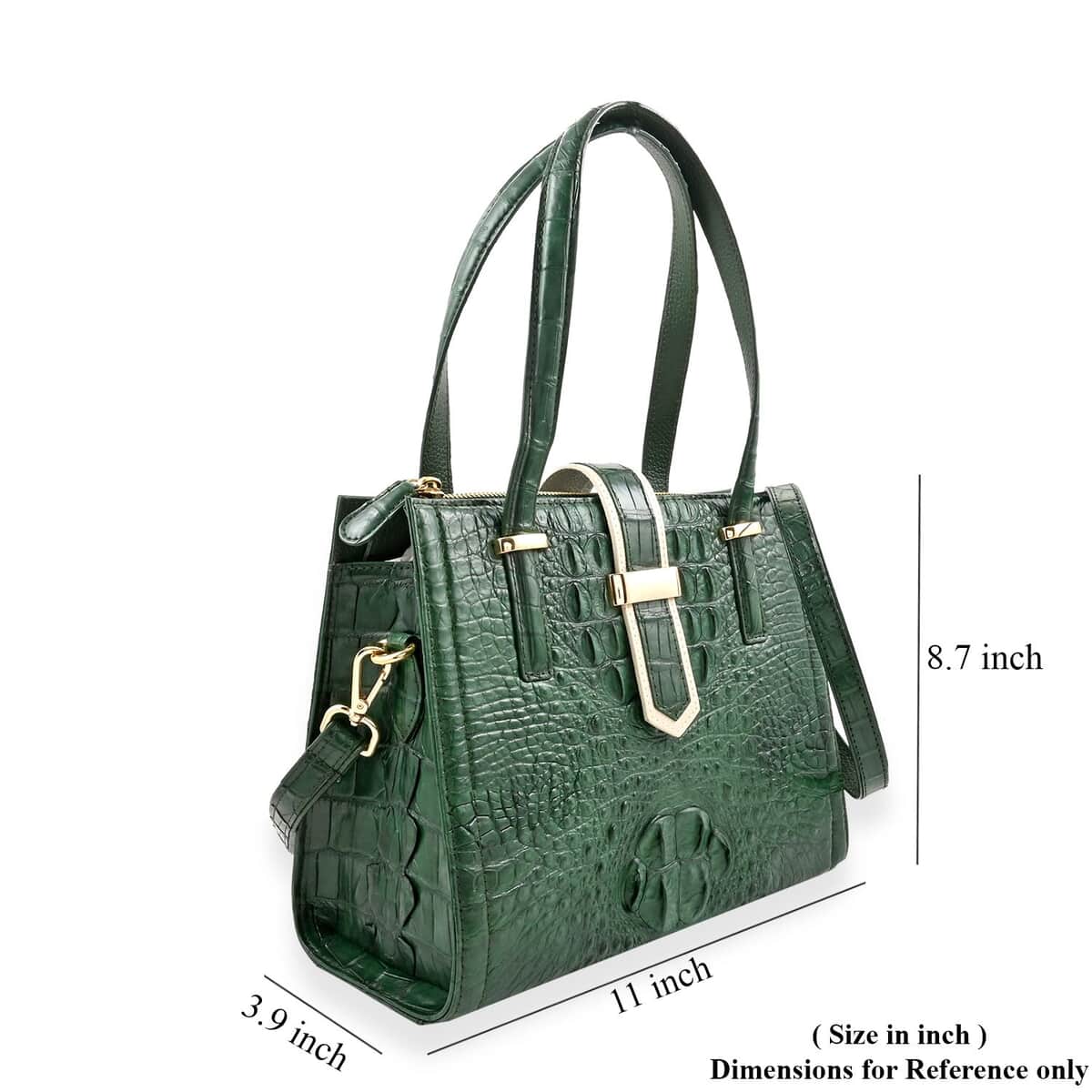 Grand Pelle Dark Green Genuine Crocodile Leather Handbag image number 5