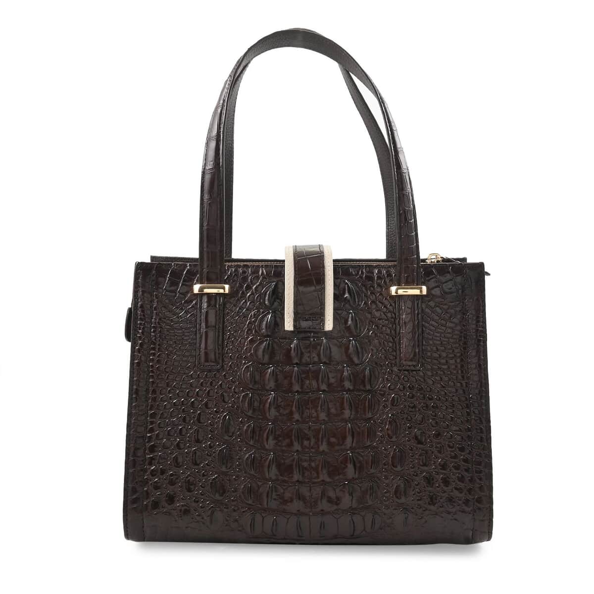 Grand Pelle Chocolate Genuine Crocodile Leather Handbag image number 2