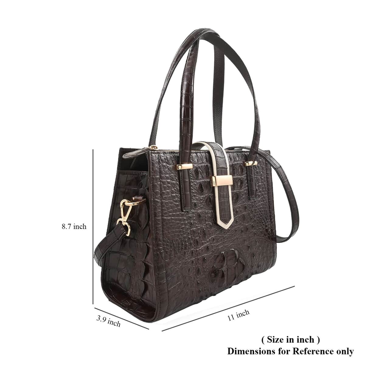 Grand Pelle Chocolate Genuine Crocodile Leather Handbag image number 5