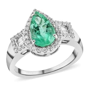 Rhapsody 950 Platinum AAAA Boyaca Colombian Emerald and E-F VS Diamond Ring (Size 7.0) 8.30 Grams 2.50 ctw
