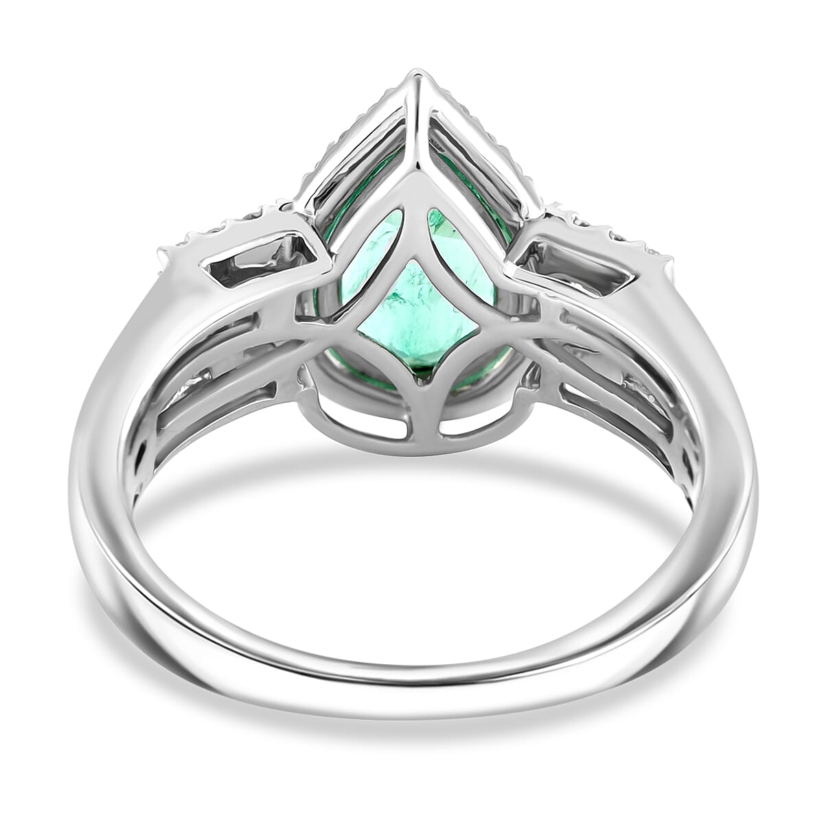 ONE OF A KIND RHAPSODY 950 Platinum AAAA Boyaca Colombian Emerald, Diamond (E-F, VS) (0.45 cts) Ring (Size 7.0) (8.30 g) 2.50 ctw