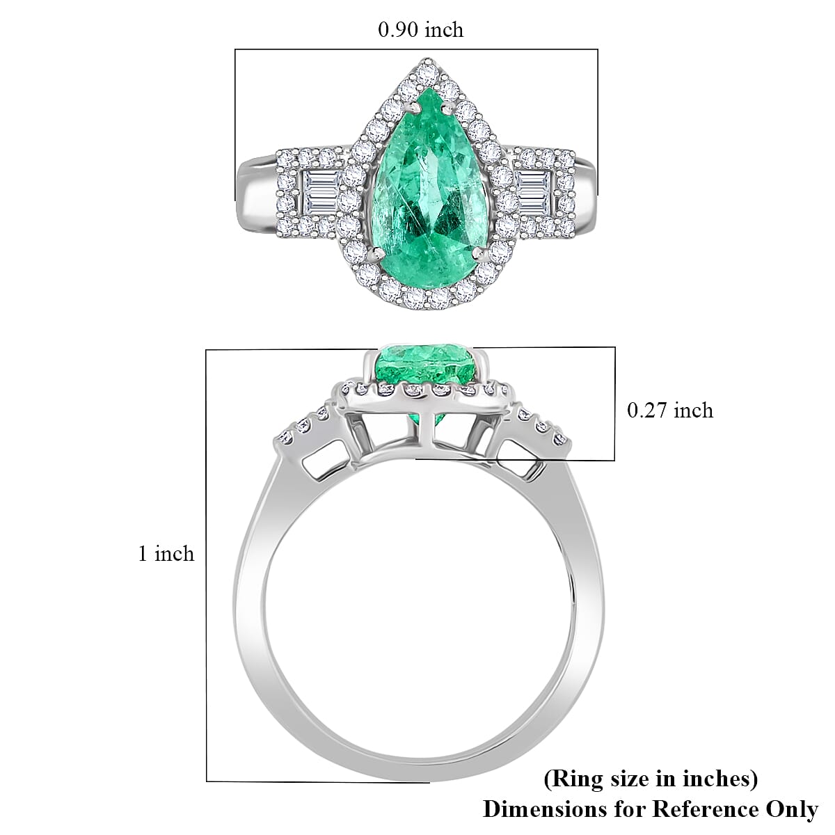 ONE OF A KIND RHAPSODY 950 Platinum AAAA Boyaca Colombian Emerald, Diamond (E-F, VS) (0.45 cts) Ring (Size 7.0) (8.30 g) 2.50 ctw