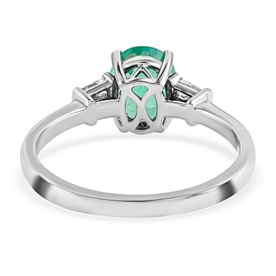 Certified Rhapsody 950 Platinum AAAA Boyaca Colombian Emerald and E-F VS Diamond Ring (Size 7.0) 4.85 Grams 1.75 ctw