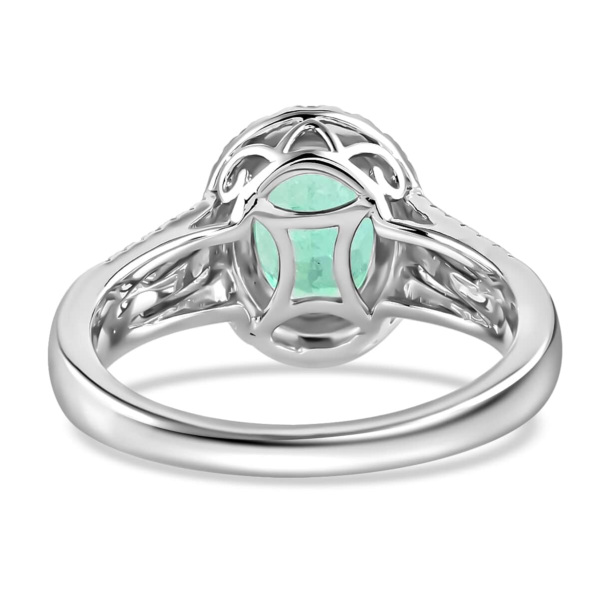 Certified & Appraised RHAPSODY 950 Platinum AAAA Boyaca Colombian Emerald and E-F VS Diamond Ring (Size 7.0) 6.40 Grams 2.10 ctw image number 3