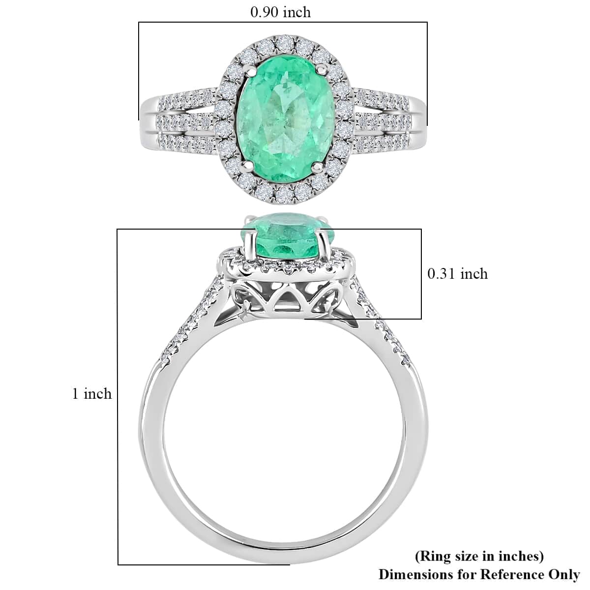 Certified & Appraised RHAPSODY 950 Platinum AAAA Boyaca Colombian Emerald and E-F VS Diamond Ring (Size 7.0) 6.40 Grams 2.10 ctw image number 4