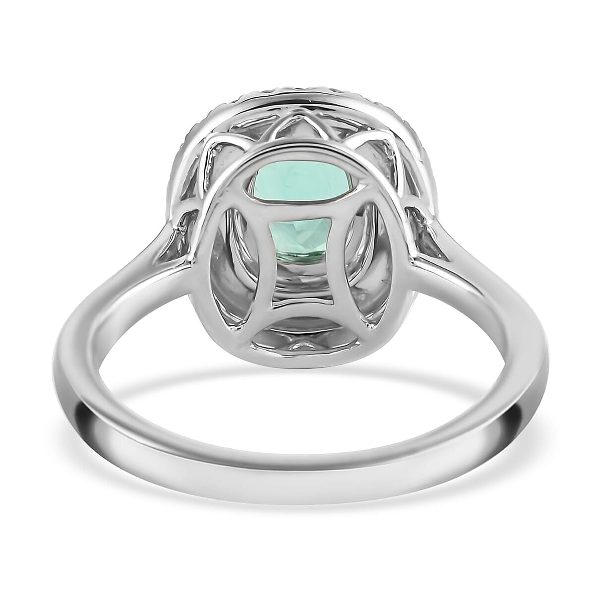 Certified & Appraised Rhapsody AAAA Boyaca Colombian Emerald and E-F VS Diamond 1.40 ctw Double Halo Ring in 950 Platinum (Size 6.0) 6.90 Grams 