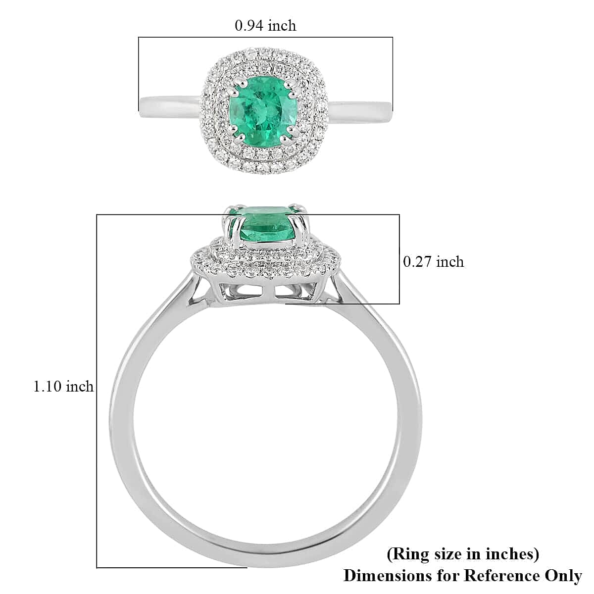  Certified & Appraised Rhapsody AAAA Boyaca Colombian Emerald and E-F VS Diamond 1.00 ctw Double Ring in 950 Platinum (Size 6.0) 4.75 Grams 