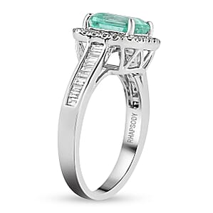 Rhapsody Boyaca Colombian Emerald and E-F VS Diamond 2.20 ctw Halo Ring in 950 Platinum (Size 7.0) 7.50 Grams