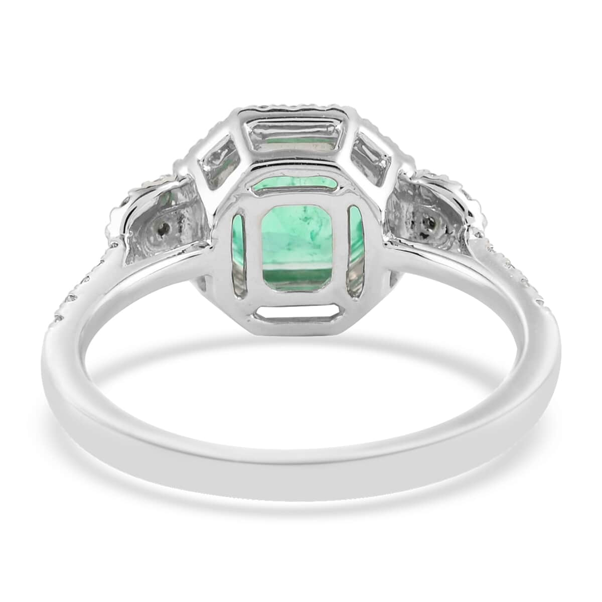 RHAPSODY 950 Platinum Certified & Appraised AAAA Boyaca Colombian Emerald and Diamond E-F VS Ring 4.45 Grams 2.00 ctw image number 4