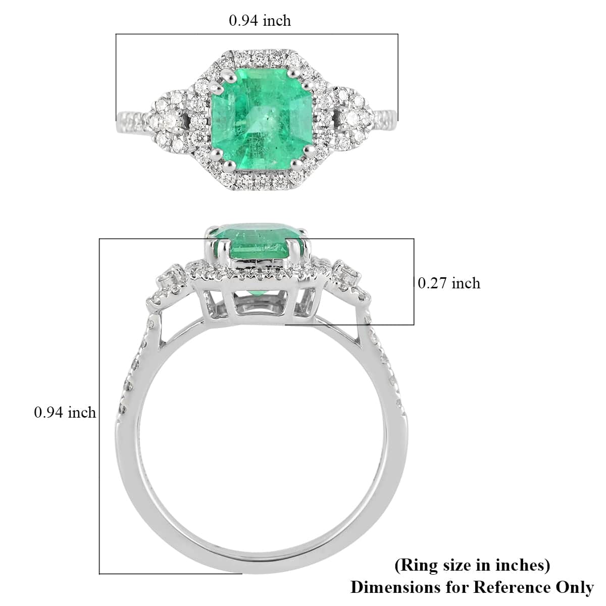 RHAPSODY 950 Platinum Certified & Appraised AAAA Boyaca Colombian Emerald and Diamond E-F VS Ring 4.45 Grams 2.00 ctw image number 5