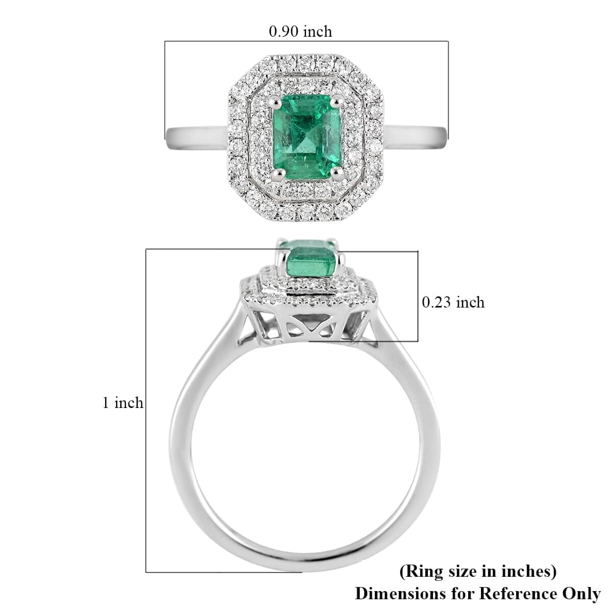 Certified Rhapsody 950 Platinum AAAA Boyaca Colombian Emerald, Diamond (E-F, VS) (0.30 cts) Double Halo Ring (Size 6.0) (4.75 g) 1.00 ctw image number 5