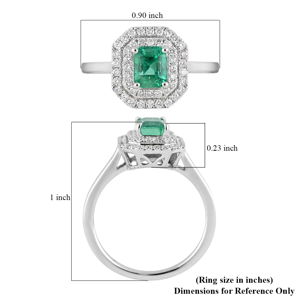 Certified & Appraised Rhapsody AAAA Boyaca Colombian Emerald and Diamond E-F VS 1.00 ctcw Double Halo Ring in 950 Platinum (Size 8.0) 4.75 Grams image number 5