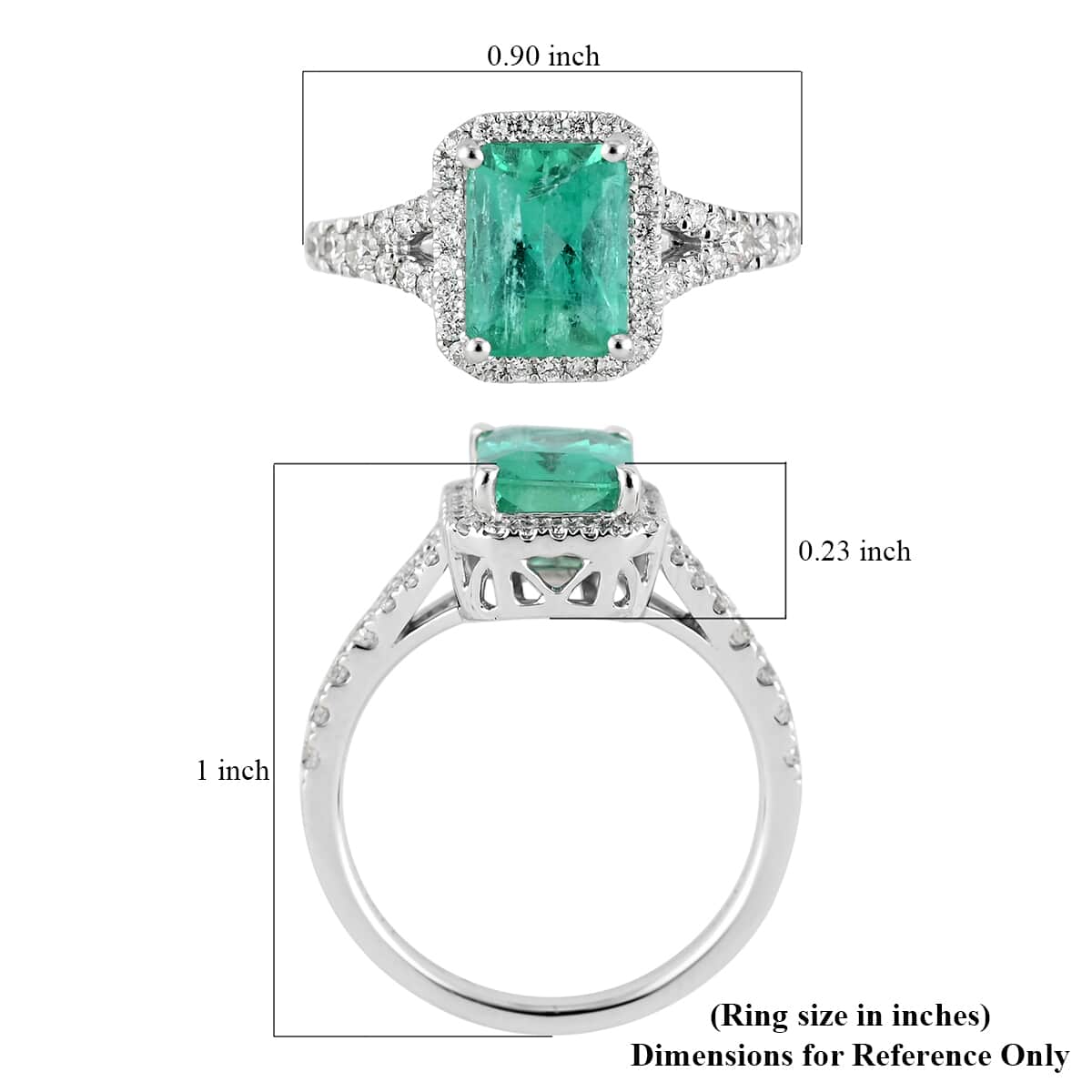 Certified Rhapsody 950 Platinum AAAA Boyaca Colombian Emerald and E-F VS Diamond Ring (Size 8.0) 4.85 Grams 2.00 ctw image number 5