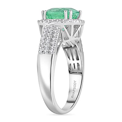 One Of A Kind Certified & Appraised Rhapsody AAAA Boyaca Colombian Emerald and E-F VS Diamond 3.50 ctw Ring in 950 Platinum (Size 7.0) 8.10 Grams