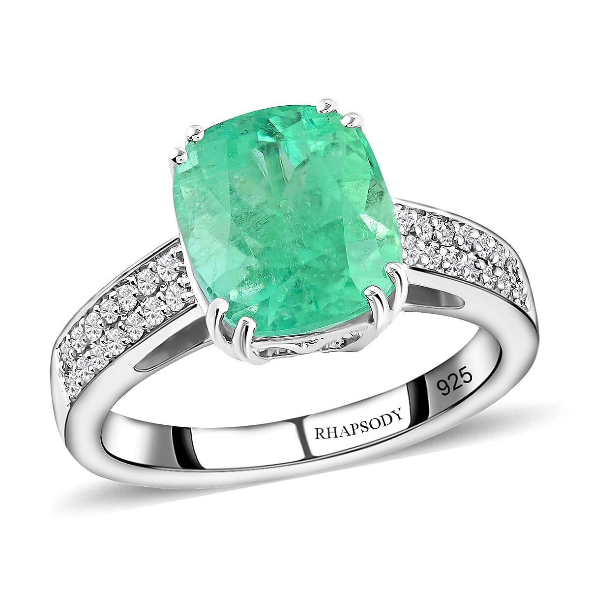 Rhapsody 950 Platinum AAAA Boyaca Colombian Emerald and E-F VS Diamond Ring (Size 7.0) 6.85 Grams 4.00 ctw image number 0