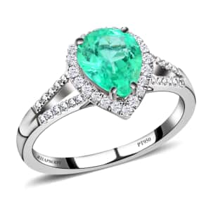 Rhapsody 950 Platinum AAAA Boyaca Colombian Emerald and E-F VS Diamond Ring (Size 7.0) 4.20 Grams 1.60 ctw