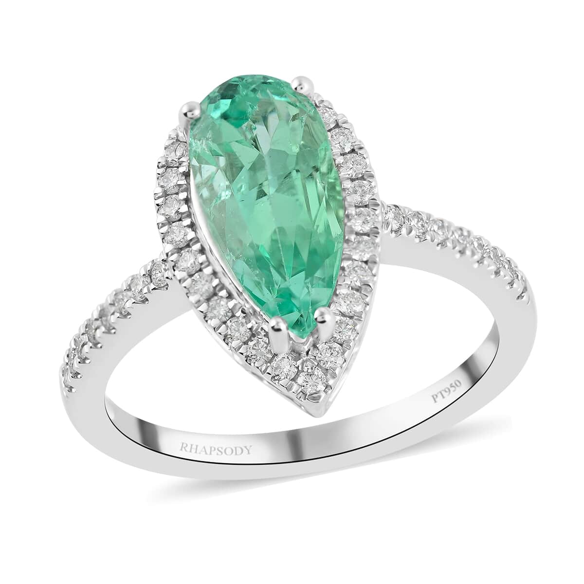 Rhapsody 950 Platinum AAAA Boyaca Colombian Emerald and E-F VS Diamond Ring (Size 7.0) 5.45 Grams 2.60 ctw image number 0