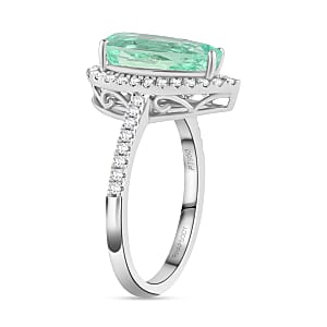 Rhapsody AAAA Boyaca Colombian Emerald and E-F VS Diamond 2.60 ctw Ring in 950 Platinum (Size 7.0) 5.45 Grams