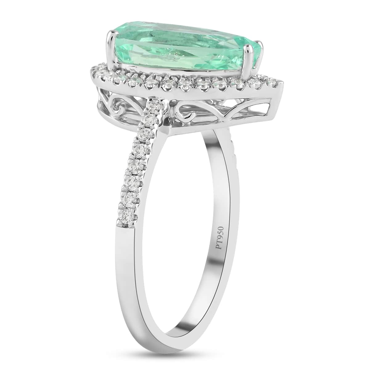 Rhapsody 950 Platinum AAAA Boyaca Colombian Emerald and E-F VS Diamond Ring (Size 7.0) 5.45 Grams 2.60 ctw image number 3
