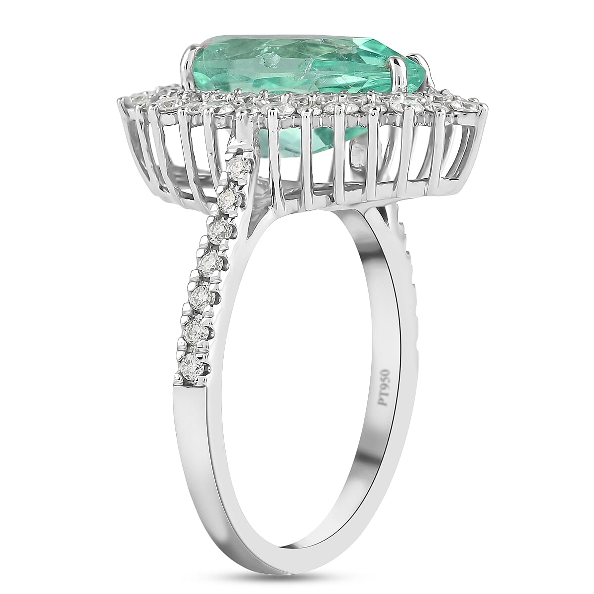 Rhapsody AAAA Boyaca Colombian Emerald and E-F VS Diamond 4.00 ctw Ring in 950 Platinum (Size 7.0) 6.70 Grams image number 3