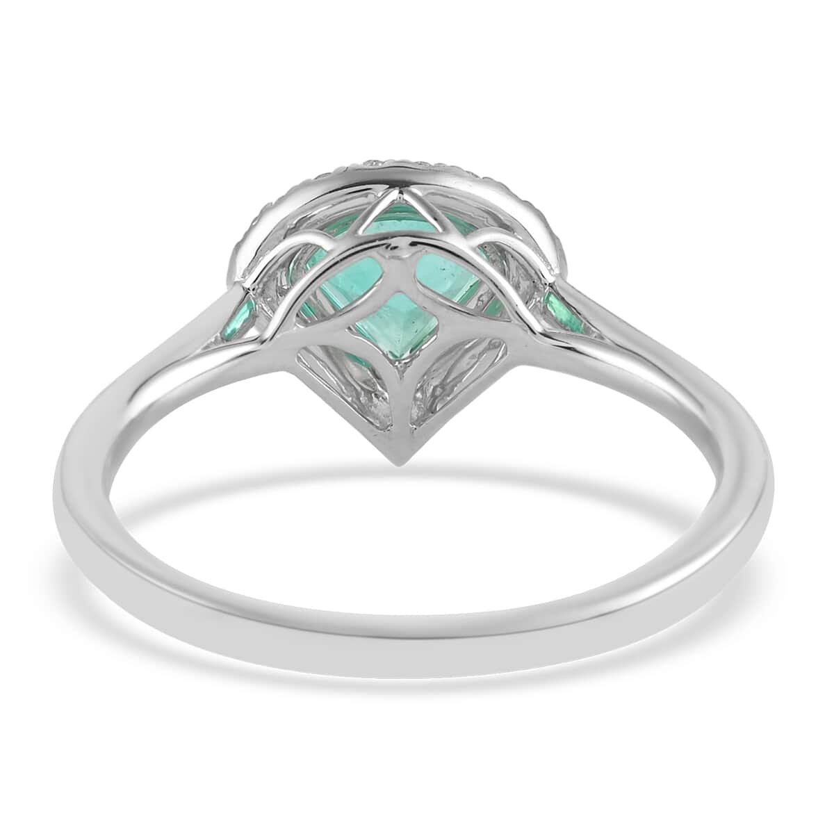 Rhapsody 950 Platinum AAAA Boyaca Colombian Emerald and E-F VS Diamond Ring (Size 7.0) 4.15 Grams 1.10 ctw image number 4