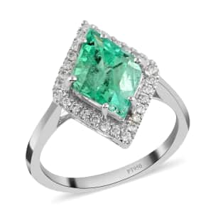 Rhapsody 950 Platinum AAAA Boyaca Colombian Emerald and E-F VS Diamond Ring (Size 7.0) 5.55 Grams 3.00 ctw