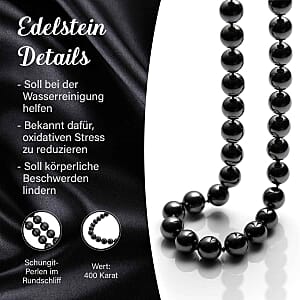 Shungite 400.00 ctw Necklace in Rhodium Over Sterling Silver 20 Inches