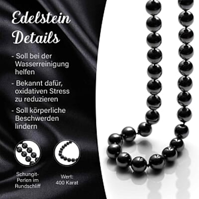 Shungite 400.00 ctw Necklace in Rhodium Over Sterling Silver 20 Inches