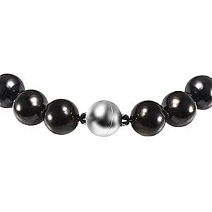 Shungite 400.00 ctw Necklace in Rhodium Over Sterling Silver 20 Inches