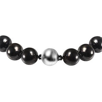 Shungite 400.00 ctw Necklace in Rhodium Over Sterling Silver 20 Inches
