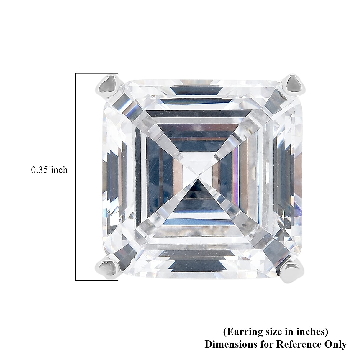 Lustro Stella Asscher Cut Finest CZ Solitaire Stud Earrings in Sterling Silver 8.10 ctw