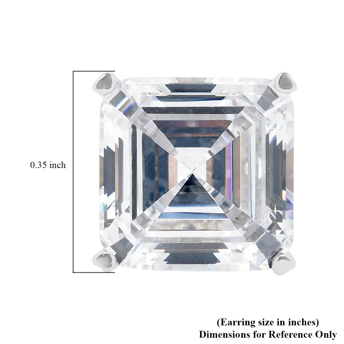 LUSTRO STELLA Asscher Cut Finest CZ Solitaire Stud Earrings in Sterling Silver 8.10 ctw image number 4