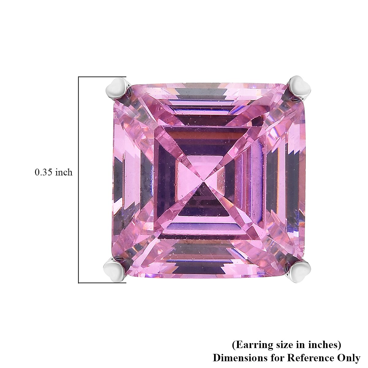 Asscher Cut Finest Pink and White CZ Stud Earrings in Sterling Silver 8.25 ctw image number 4