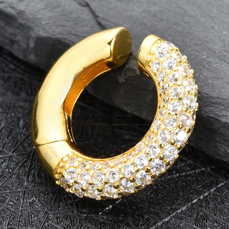 Simulated Diamond Ear Cuffs in 14K Yellow Gold Over Sterling Silver 1.50 ctw