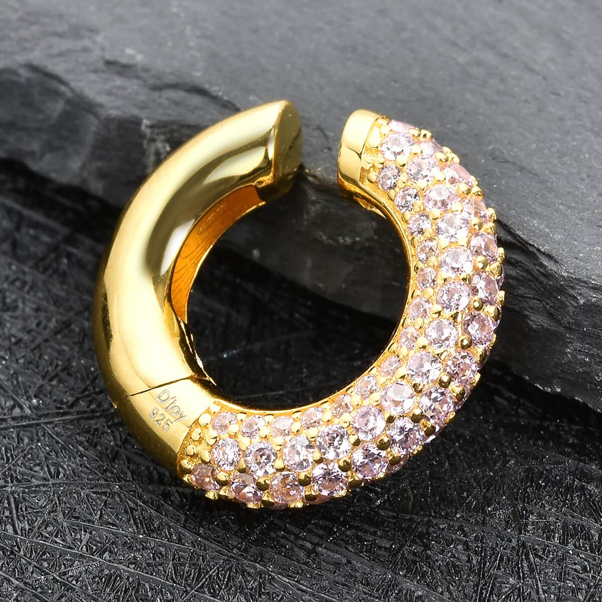 Simulated Pink Diamond Ear Cuffs in 14K Yellow Gold Over Sterling Silver 1.50 ctw image number 1