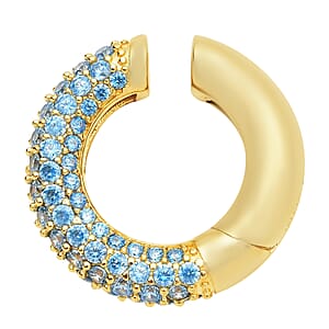 Simulated Blue Diamond Ear Cuffs in 14K Yellow Gold Over Sterling Silver 1.50 ctw
