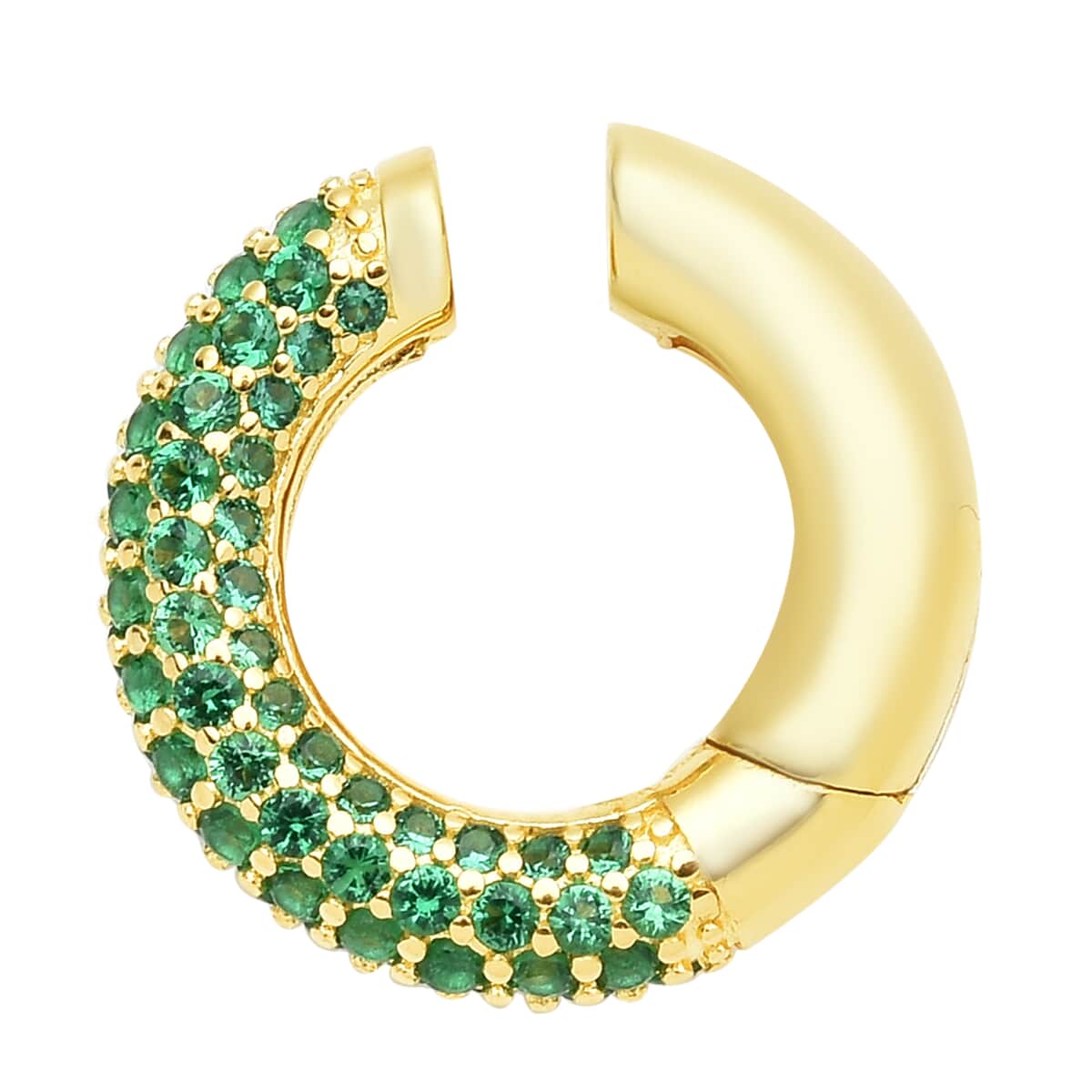 Simulated Green Diamond Ear Cuffs in 14K Yellow Gold Over Sterling Silver 1.50 ctw image number 0