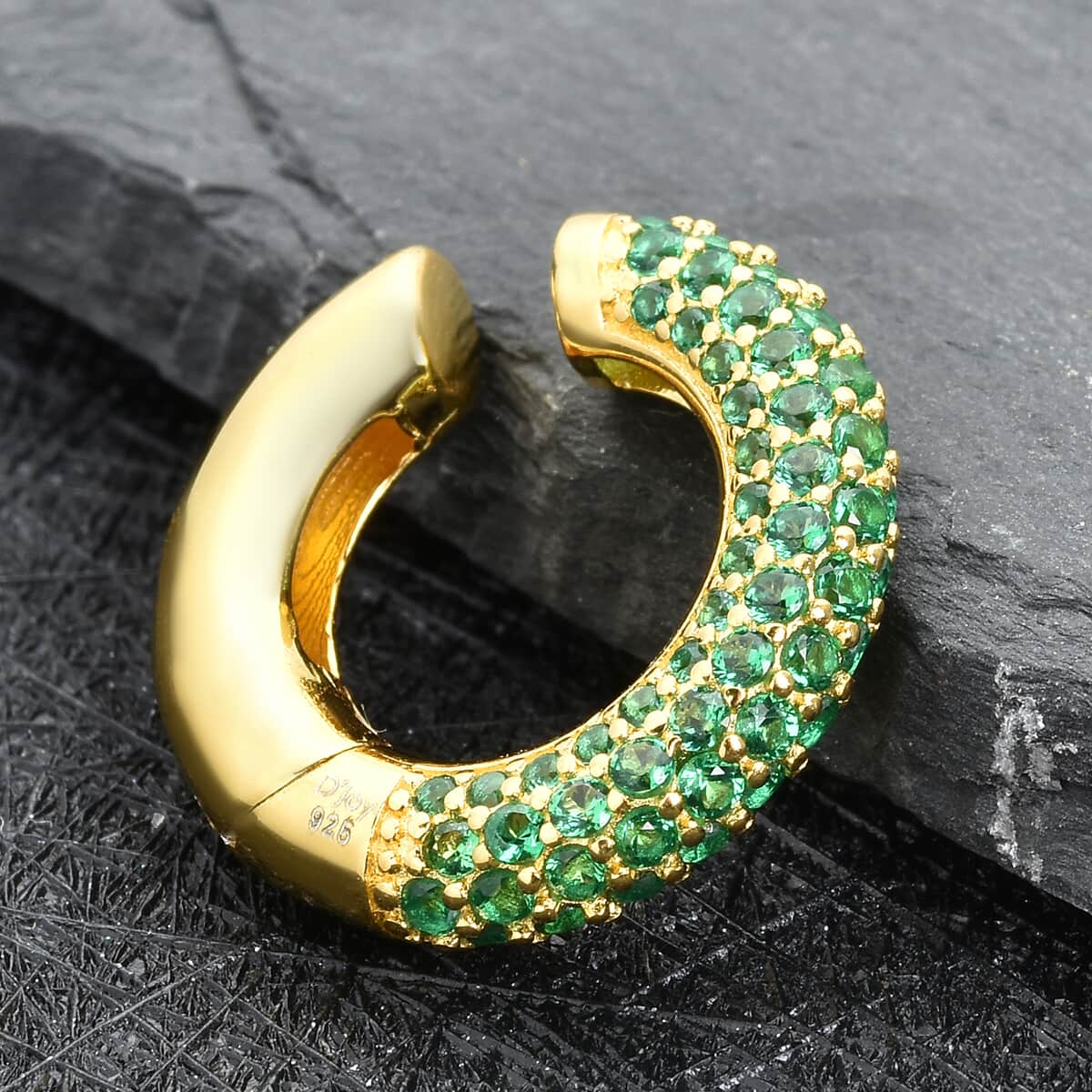 Simulated Green Diamond Ear Cuffs in 14K Yellow Gold Over Sterling Silver 1.50 ctw image number 1