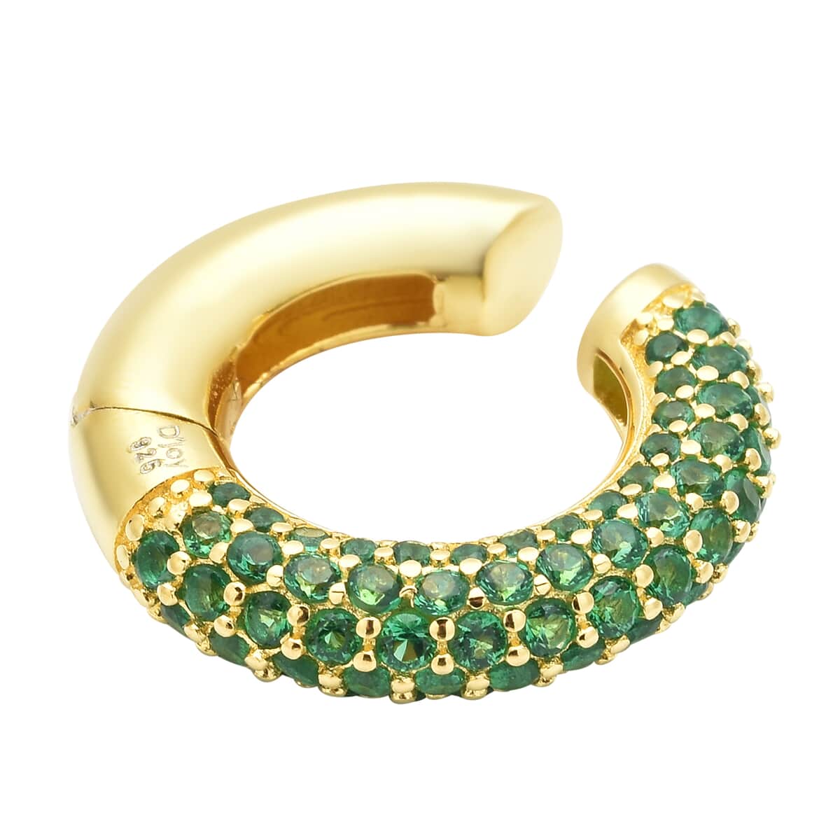 Simulated Green Diamond Ear Cuffs in 14K Yellow Gold Over Sterling Silver 1.50 ctw image number 2