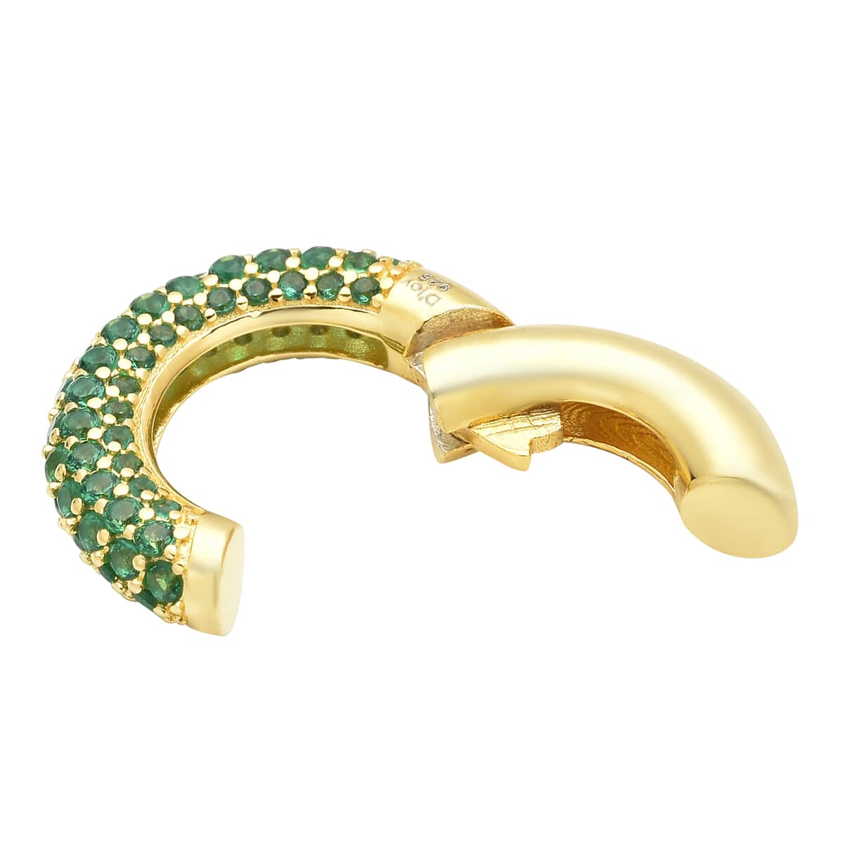 Simulated Green Diamond Ear Cuffs in 14K Yellow Gold Over Sterling Silver 1.50 ctw image number 3