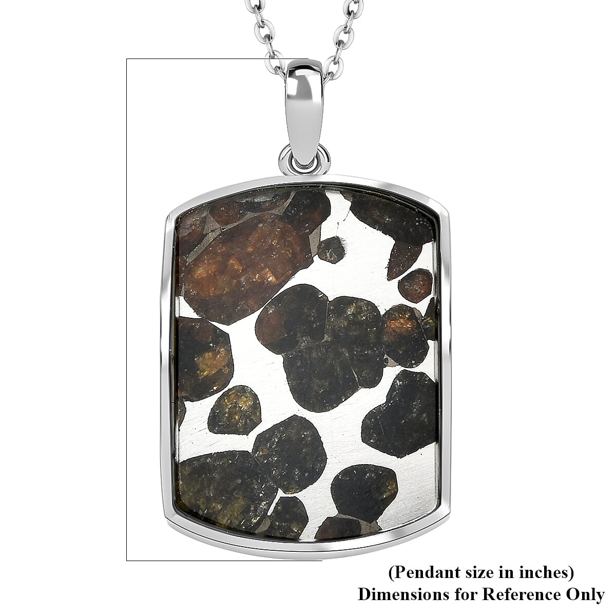 Marvelous Pallasite Solitaire Pendant Necklace For Women in Sterling Silver 22 Inches image number 4