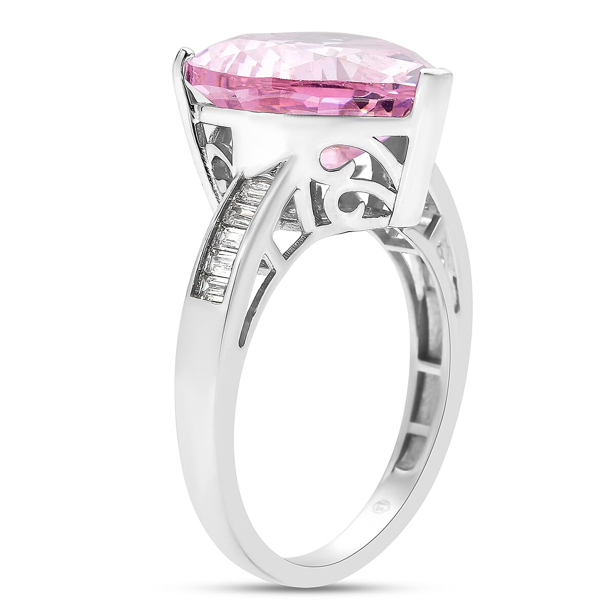 Lustro Stella Finest Pink and White CZ Heart Ring in Sterling Silver (Size 8.0) 16.50 ctw image number 3