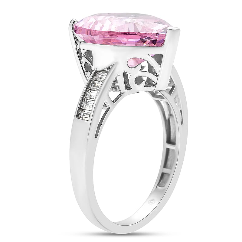 Lustro Stella Finest Pink and White CZ Heart Ring in Sterling Silver (Size 8.0) 16.50 ctw