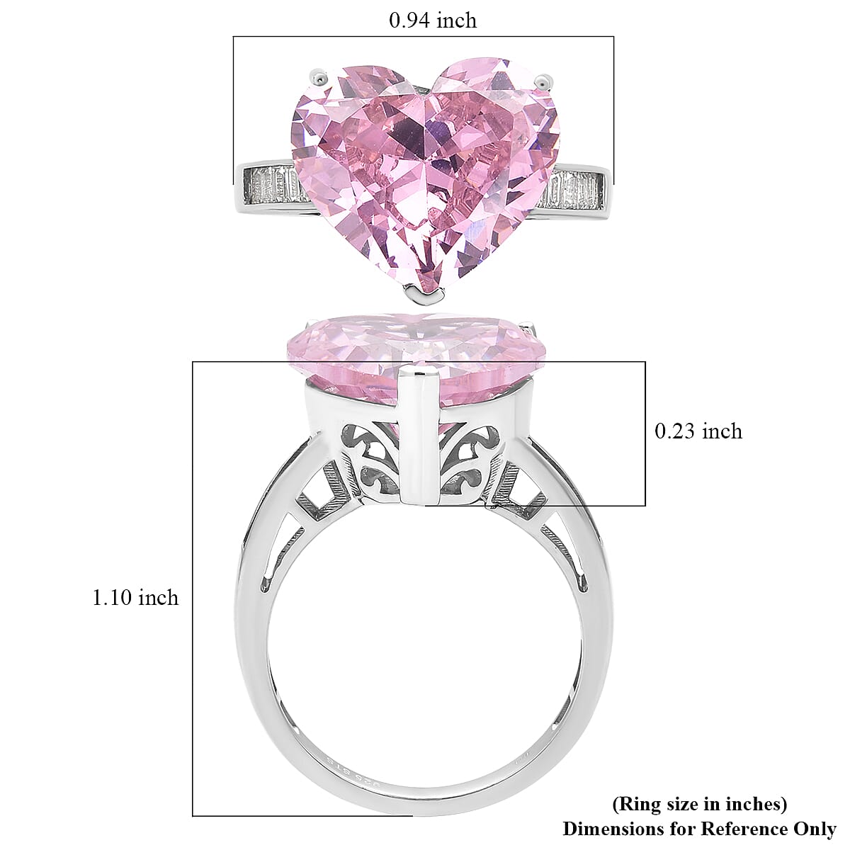 Lustro Stella Finest Pink and White CZ Heart Ring in Sterling Silver (Size 8.0) 16.50 ctw image number 5