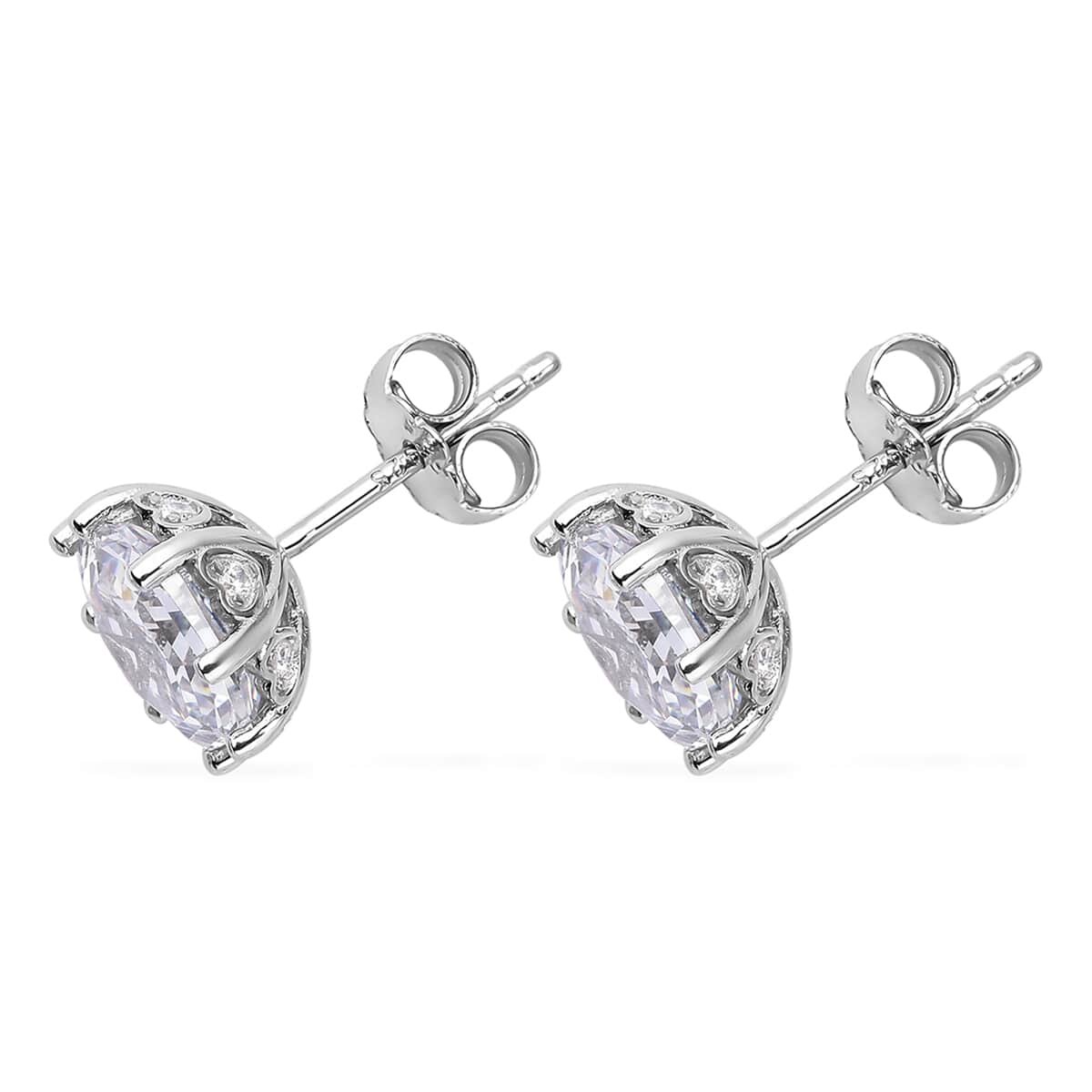 LUSTRO STELLA OCTALLION CUT Finest CZ Stud Earrings in Sterling Silver 8.00 ctw image number 3