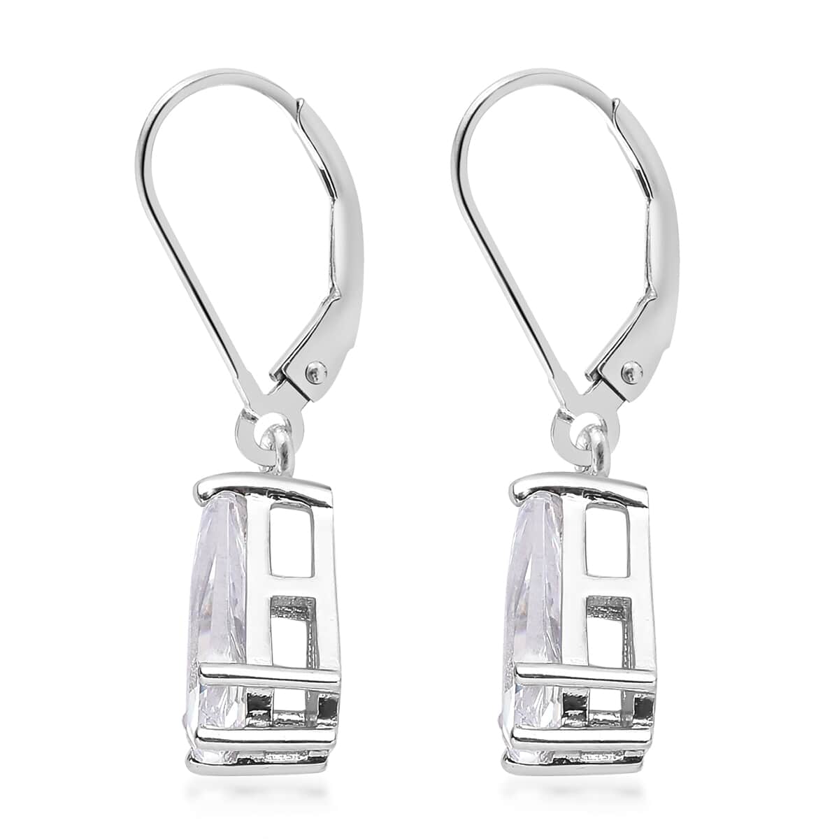 LUSTRO STELLA Finest CZ Drop Earrings in Sterling Silver 3.25 ctw image number 3