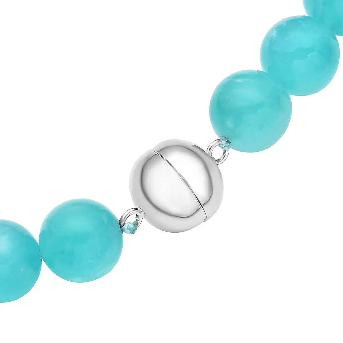 Amazonite Beaded Necklace 18 Inches with Magnetic Lock in Rhodium Over Sterling Silver 485.00 ctw image number 5