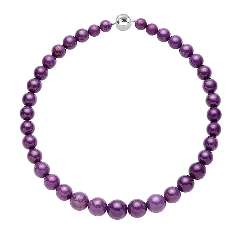 Phosphosiderite Beaded Necklace 18 Inches in Rhodium Over Sterling Silver 485.00 ctw