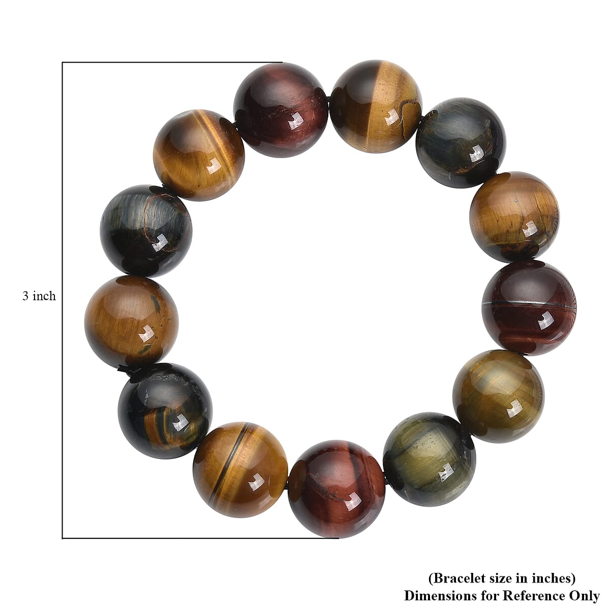 Multi Color Tiger's Eye Beaded Stretch Bracelet 380.00 ctw image number 2