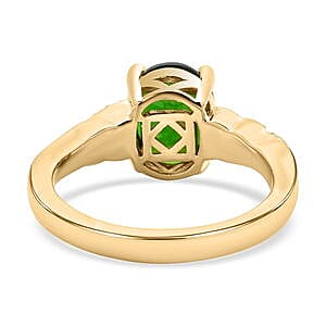 Chrome Diopside and White Zircon 2.95 ctw Ring in Twotone Sterling Silver (Size 10.0)